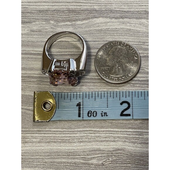 Cushion Tourmaline CZ Solitaire Engagement Ring Women’s 9 Bubble Gum Pink - Picture 3 of 16